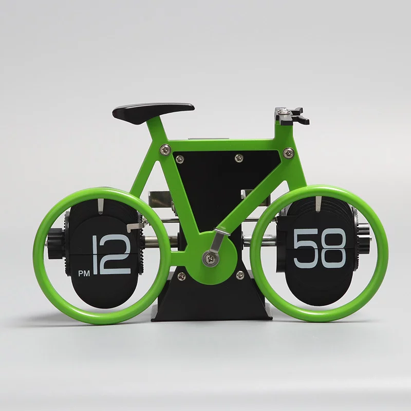 Creative Flip Clock Bicycle Shaped Clock Table Alarm Travel Clock Home Decorative