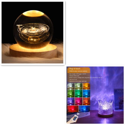 USB Rotating Projection Crystal Table LED Lamp RGB