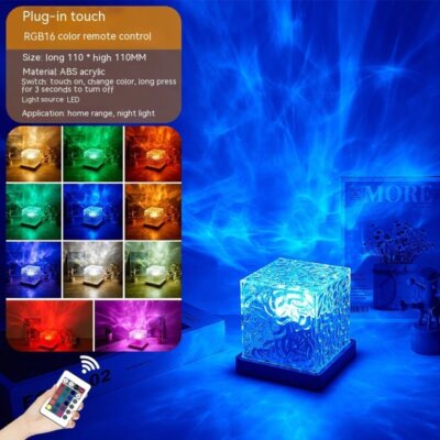 USB Rotating Projection Crystal Table LED Lamp RGB