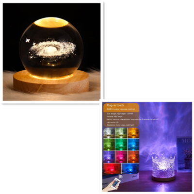 USB Rotating Projection Crystal Table LED Lamp RGB