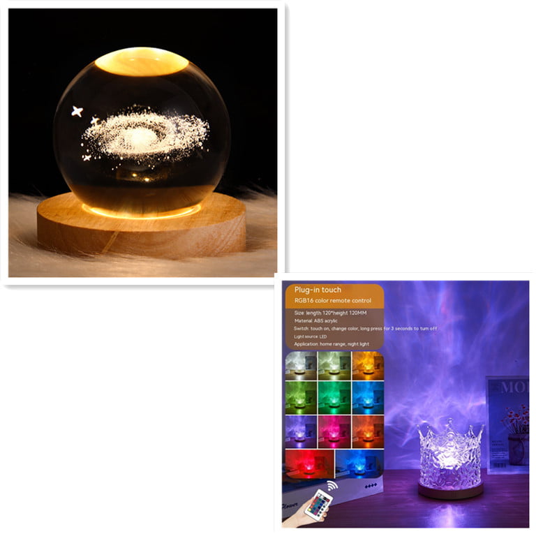 USB Rotating Projection Crystal Table LED Lamp RGB