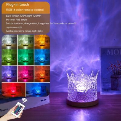 USB Rotating Projection Crystal Table LED Lamp RGB