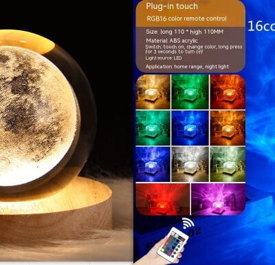 USB Rotating Projection Crystal Table LED Lamp RGB